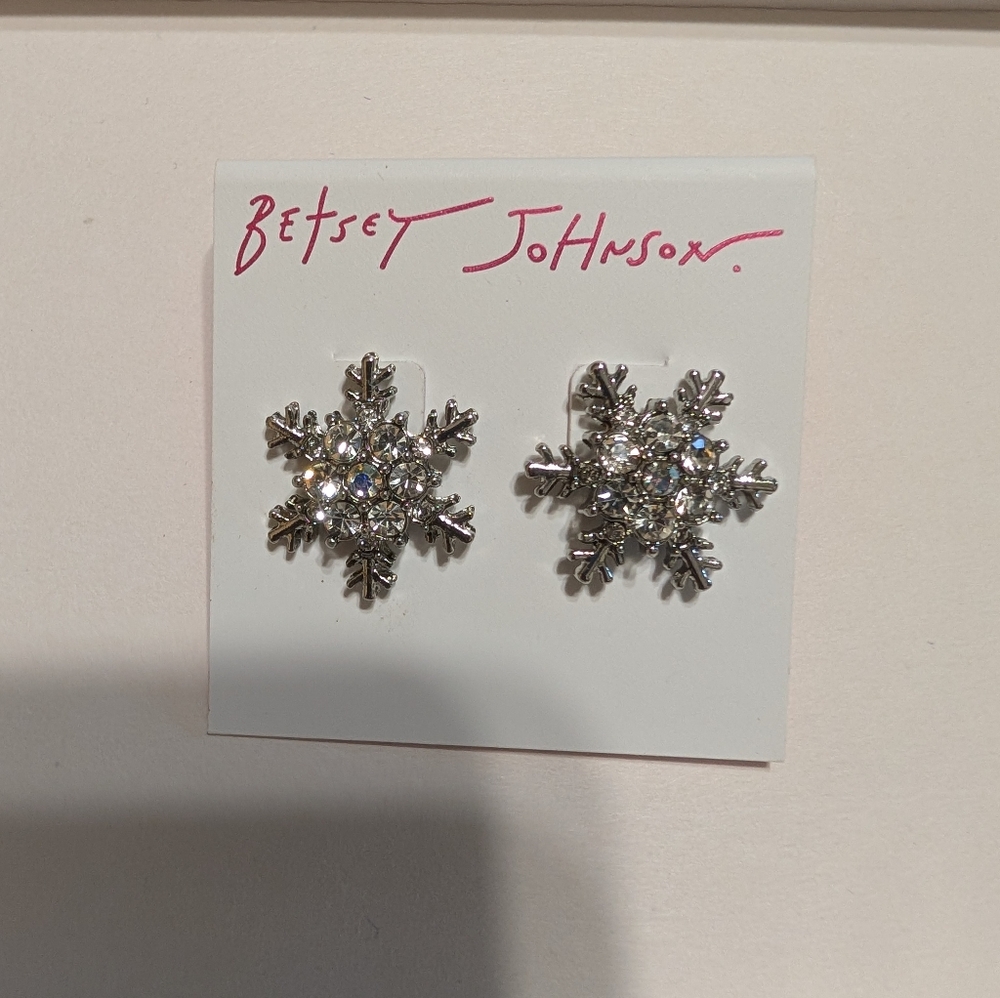 Betsey Johnson Crystal Snowflake Studs
